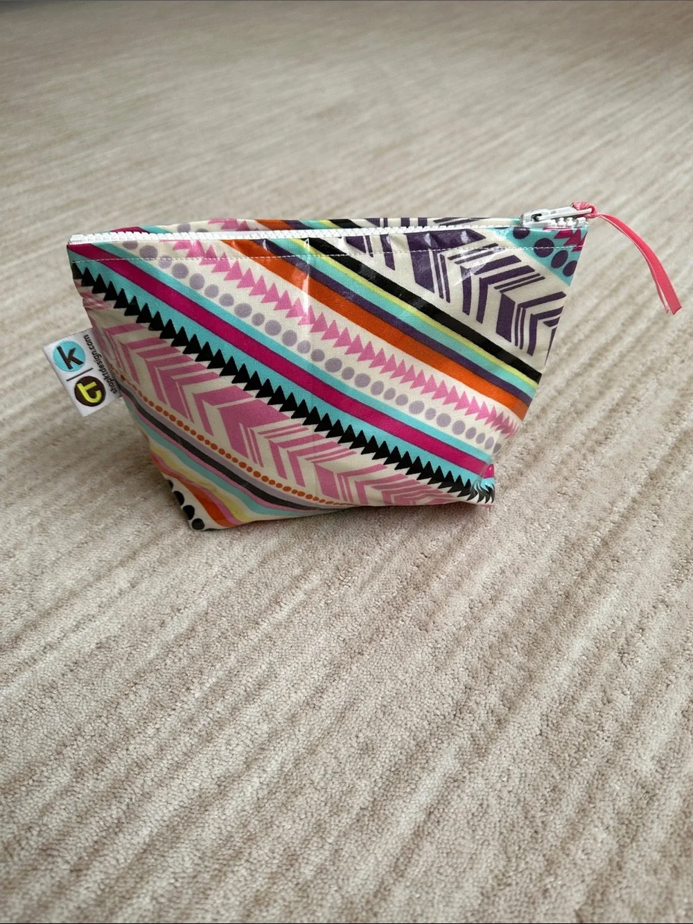 KT Design Cosmetic Bag Molly Waterproof Pink Blue Size 9”